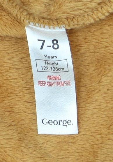 George Girls Brown Pudsey Bear Fleece One Piece 7-8 Years Hooded Pyjamas
