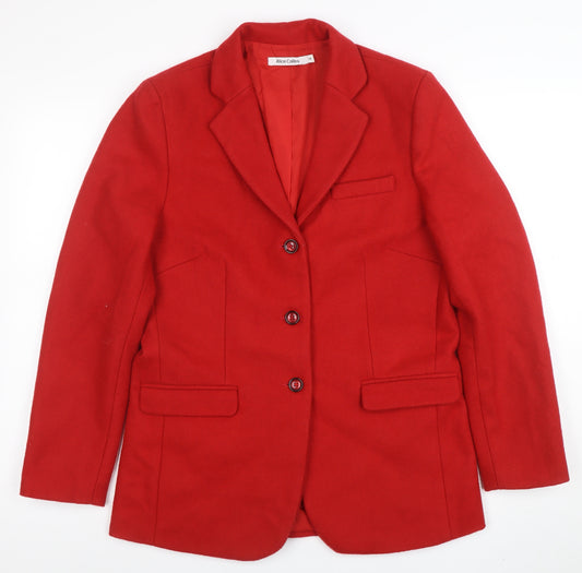 Alice Collins Women's Red Wool Blend Single-Breasted Blazer Size 12