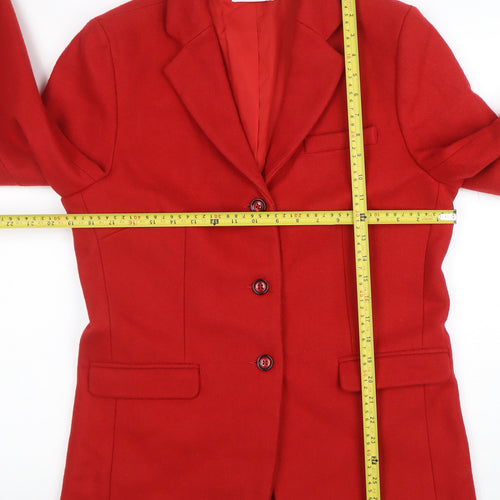 Alice Collins Women's Red Wool Blend Single-Breasted Blazer Size 12