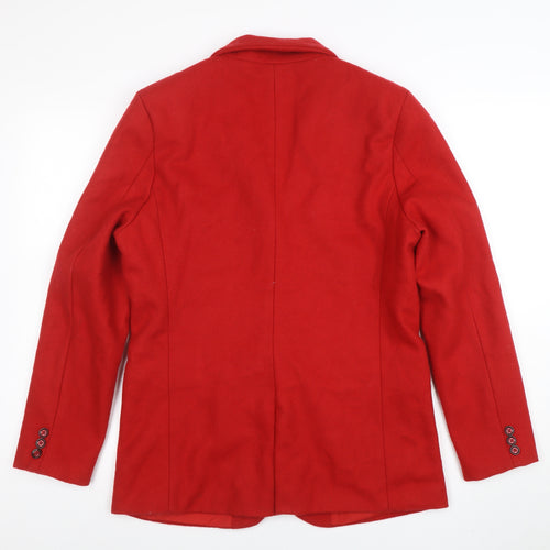 Alice Collins Women's Red Wool Blend Single-Breasted Blazer Size 12