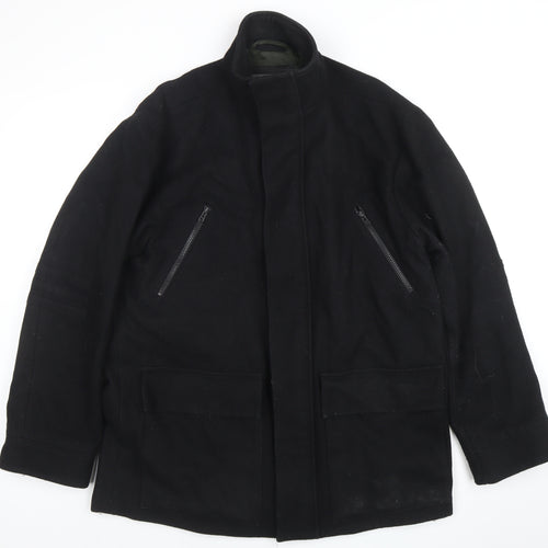 River Island Men's Black Wool Blend Mid-Length Coat M