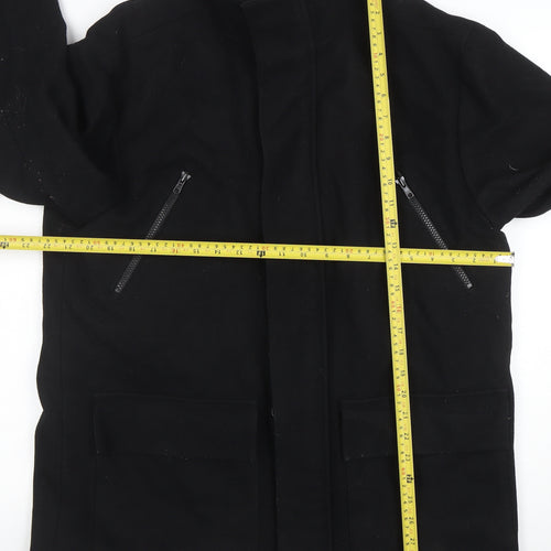 River Island Men's Black Wool Blend Mid-Length Coat M