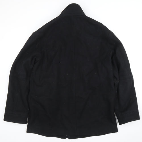 River Island Men's Black Wool Blend Mid-Length Coat M
