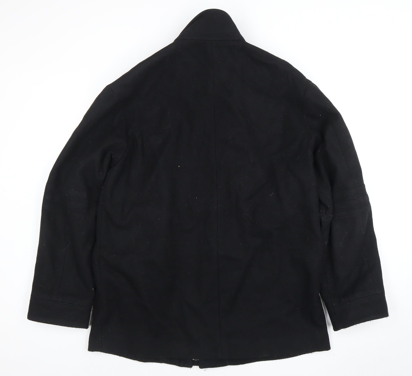 River Island Men's Black Wool Blend Mid-Length Coat M