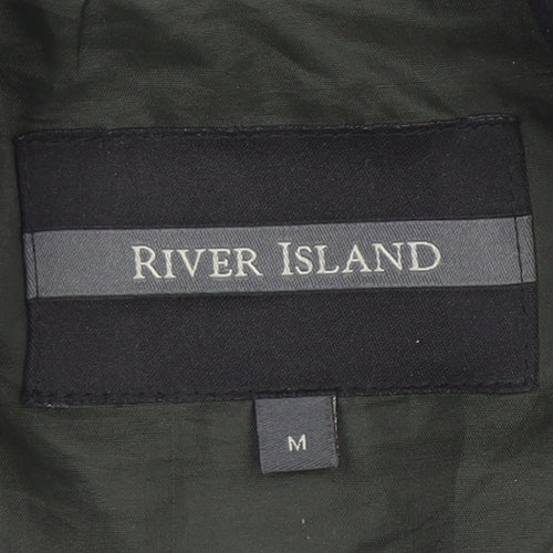 River Island Men's Black Wool Blend Mid-Length Coat M