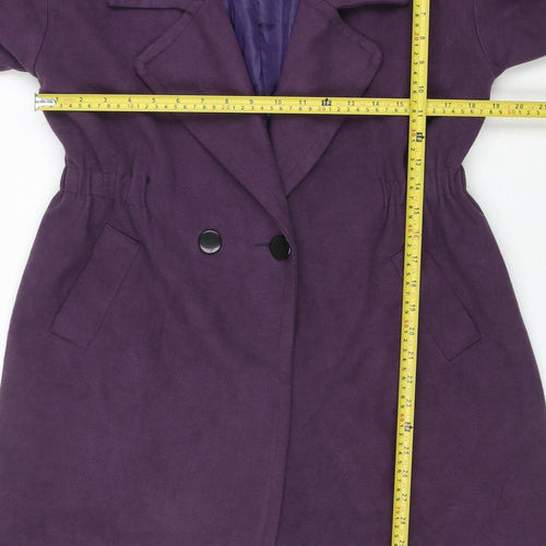 Leazie Women's Purple Cotton Blend Mid-Length Overcoat L