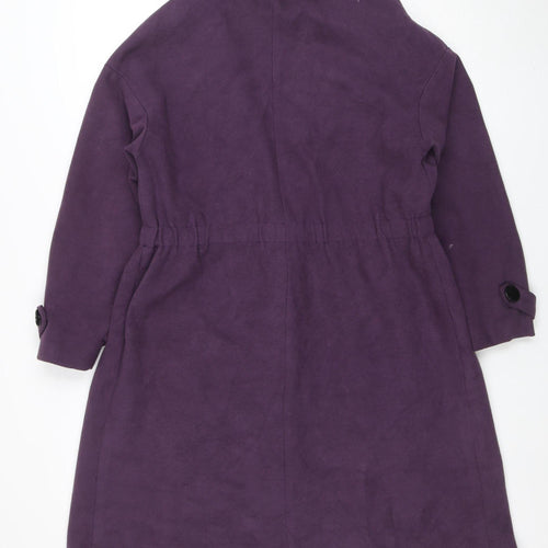 Leazie Women's Purple Cotton Blend Mid-Length Overcoat L