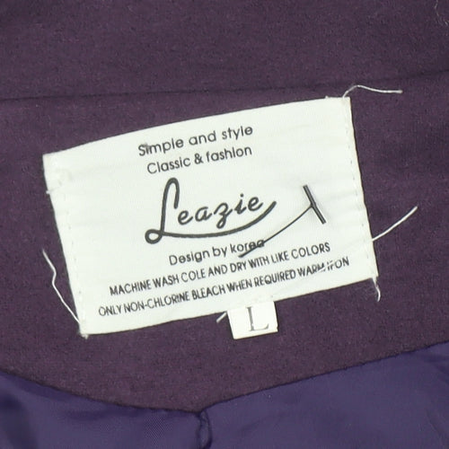 Leazie Women's Purple Cotton Blend Mid-Length Overcoat L