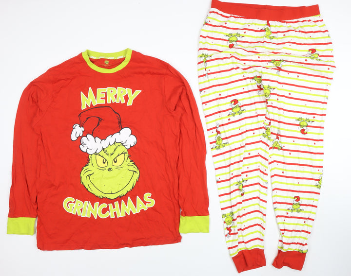 Women’s The Grinch Christmas Pyjama Set Red Green L Long Sleeve Cotton