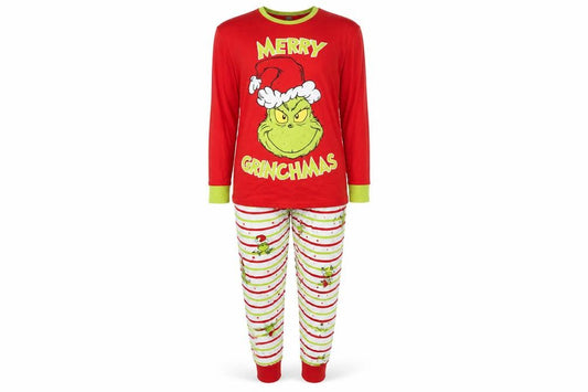 Women’s The Grinch Christmas Pyjama Set Red Green L Long Sleeve Cotton