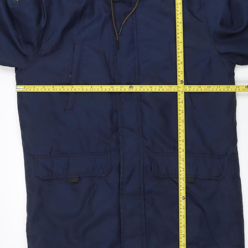 Avenue Men’s Blue Hooded Parka Jacket Size S Polyester Winter Coat