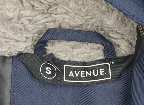 Avenue Men’s Blue Hooded Parka Jacket Size S Polyester Winter Coat