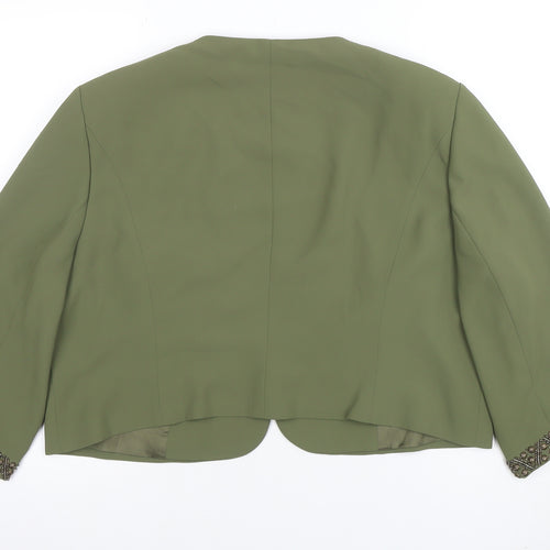 Jacques Vert Womens Green Size 20 Embellished Tuxedo Blazer