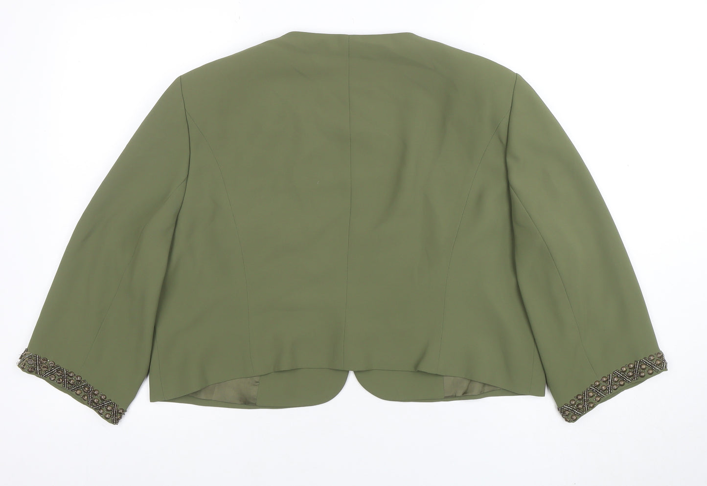 Jacques Vert Womens Green Size 20 Embellished Tuxedo Blazer