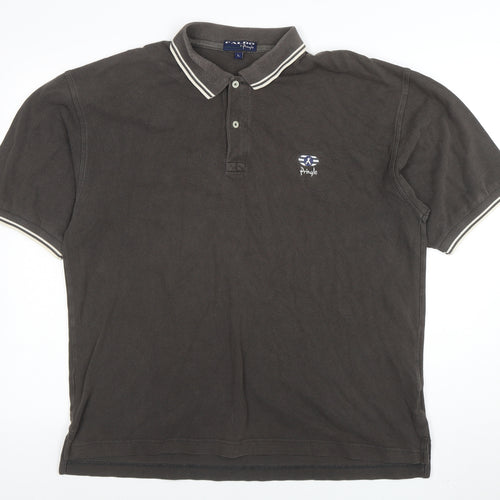 Pringle Mens Black Polo Shirt L 100% Cotton Classic Fit Casual