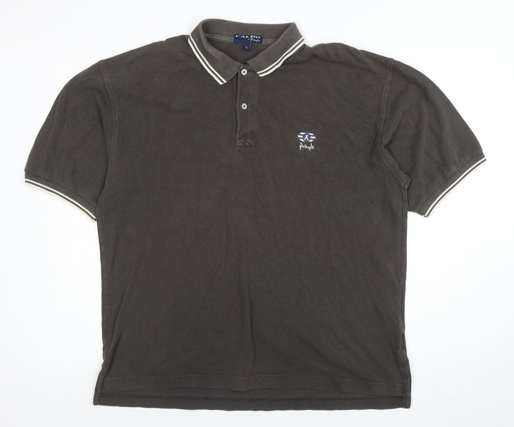 Pringle Mens Black Polo Shirt L 100% Cotton Classic Fit Casual