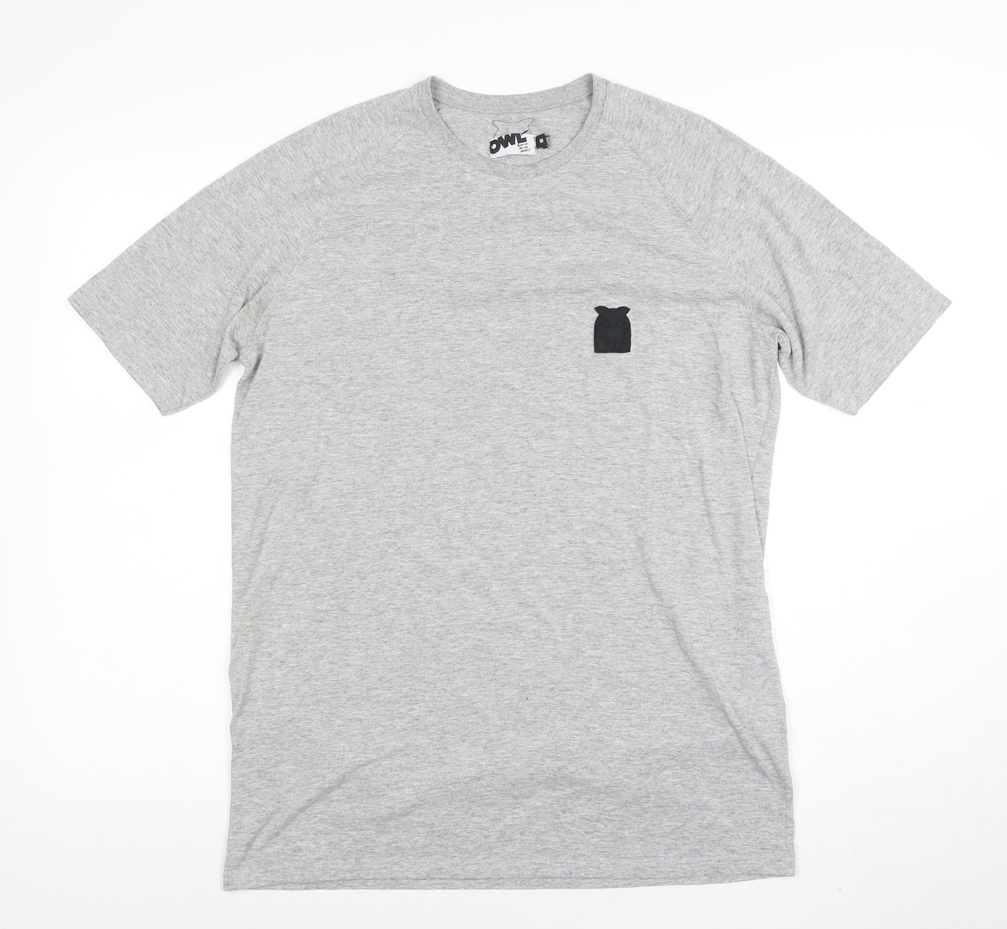 Owl Men's Grey Cotton Crew Neck Short Sleeve T-Shirt M
