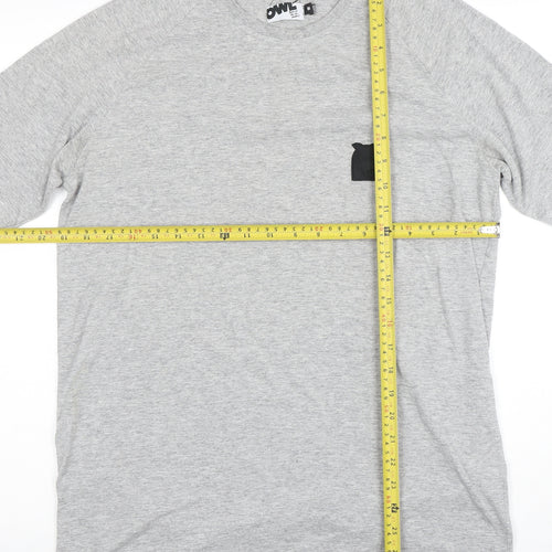 Owl Men's Grey Cotton Crew Neck Short Sleeve T-Shirt M