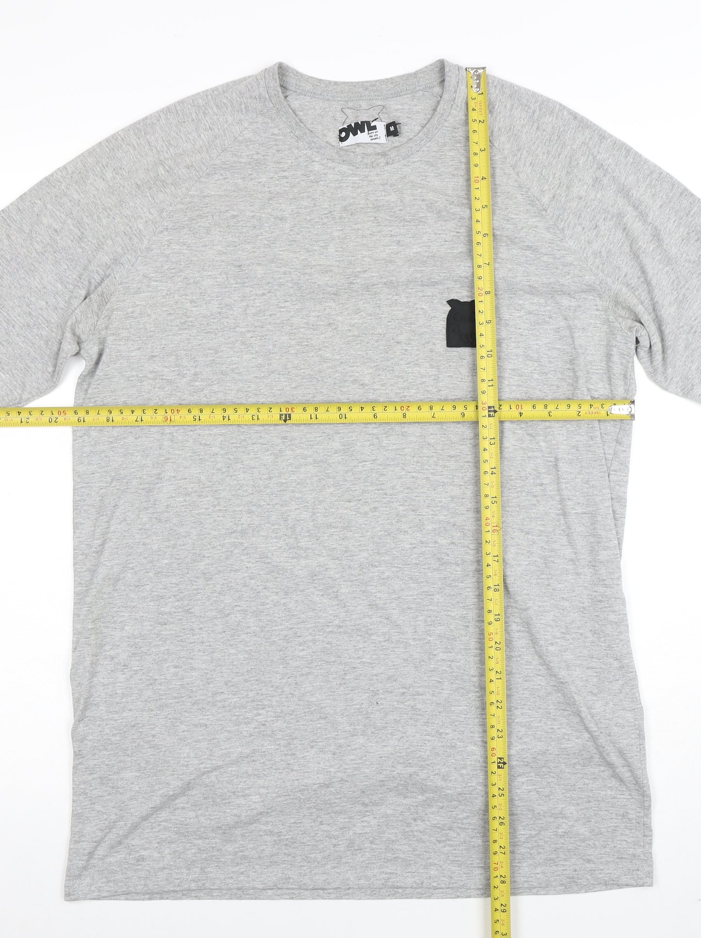 Owl Men's Grey Cotton Crew Neck Short Sleeve T-Shirt M