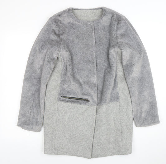 Next Girls Grey Wool Blend Zip Pocket Lined Mid-Length Coat 14 Years