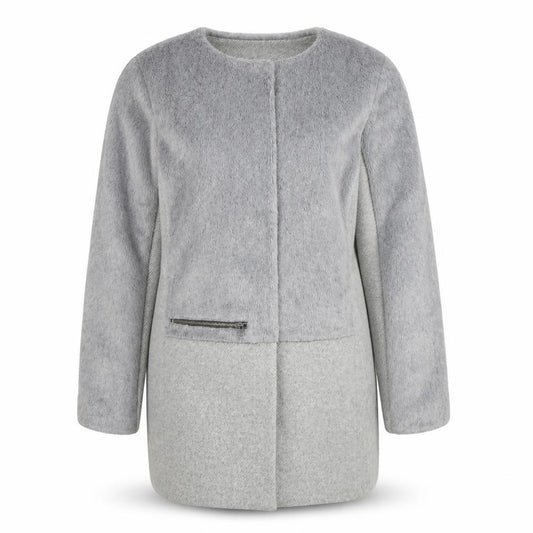 Next Girls Grey Wool Blend Zip Pocket Lined Mid-Length Coat 14 Years