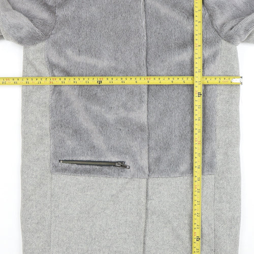 Next Girls Grey Wool Blend Zip Pocket Lined Mid-Length Coat 14 Years