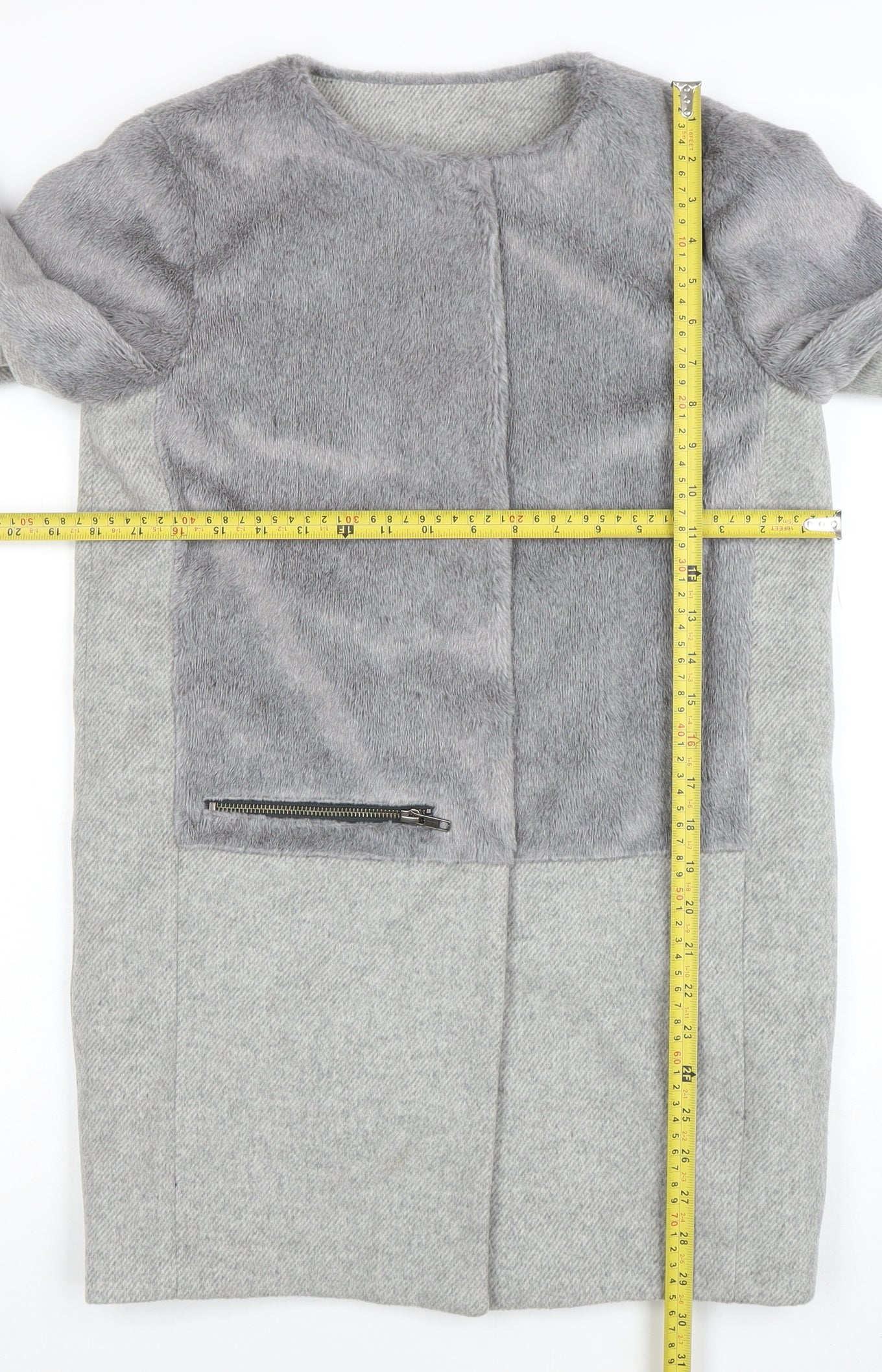 Next Girls Grey Wool Blend Zip Pocket Lined Mid-Length Coat 14 Years