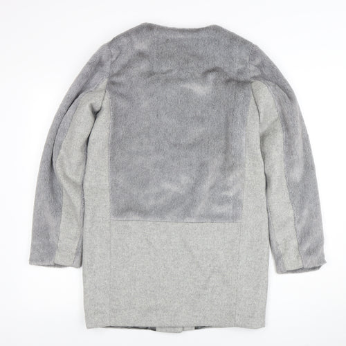 Next Girls Grey Wool Blend Zip Pocket Lined Mid-Length Coat 14 Years