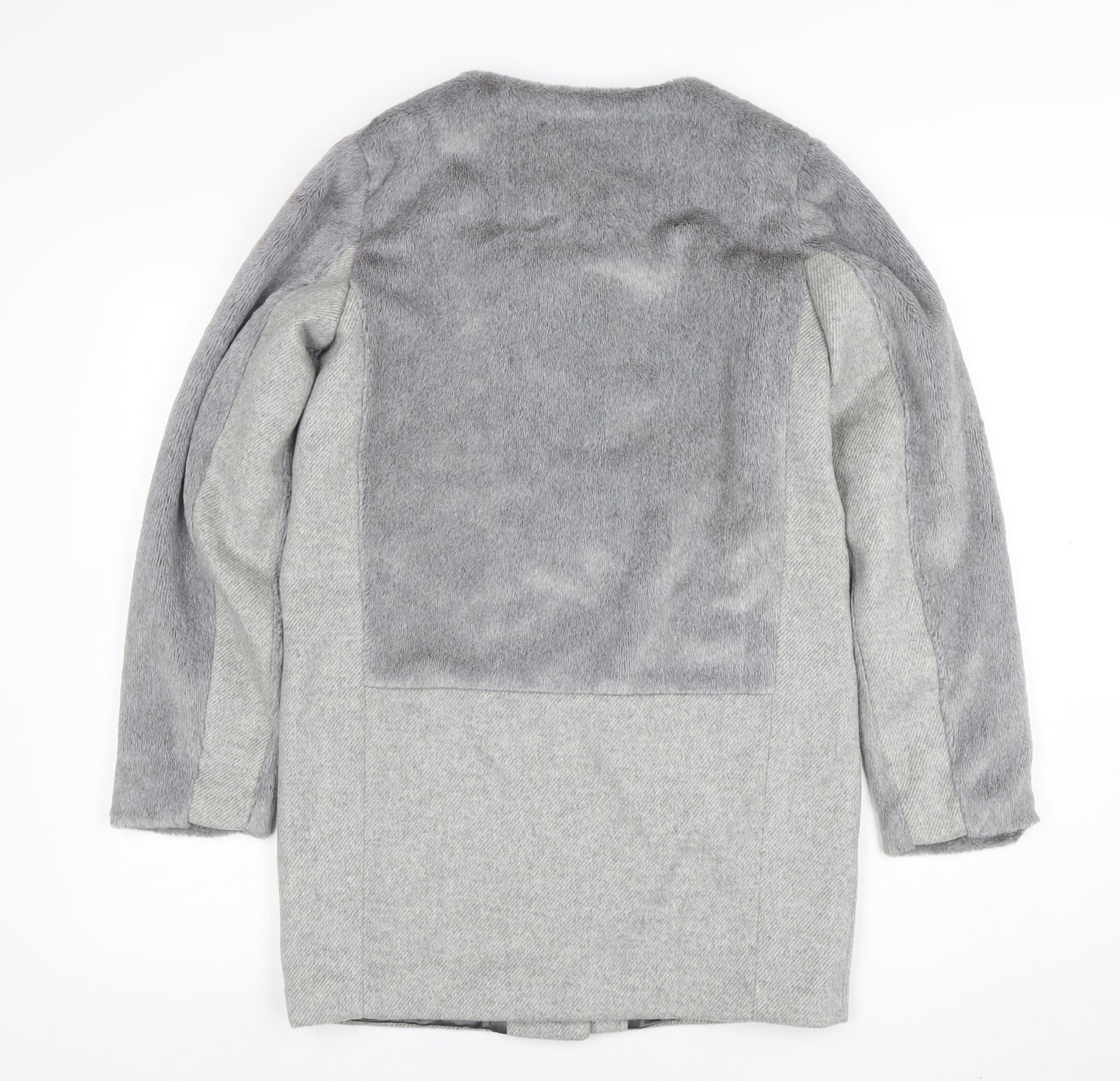 Next Girls Grey Wool Blend Zip Pocket Lined Mid-Length Coat 14 Years