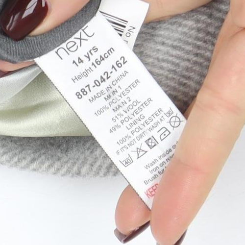 Next Girls Grey Wool Blend Zip Pocket Lined Mid-Length Coat 14 Years