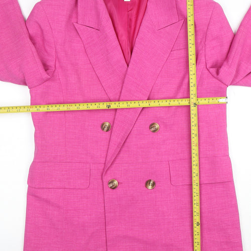 Topshop Women Pink UK 12 Double-Breasted Blazer Woven Jacket