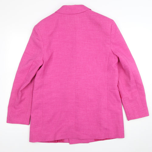 Topshop Women Pink UK 12 Double-Breasted Blazer Woven Jacket