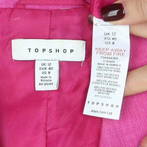 Topshop Women Pink UK 12 Double-Breasted Blazer Woven Jacket