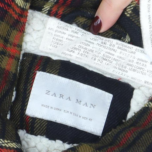 Zara Man Men's Multicoloured Check Flannel Lined Zip Jacket Size M