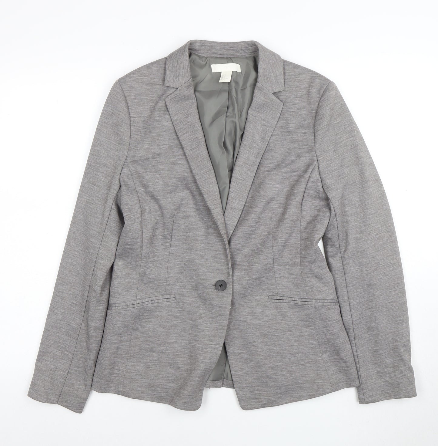 H&M Women Grey Size 14 Single-Breasted Blazer Jacket