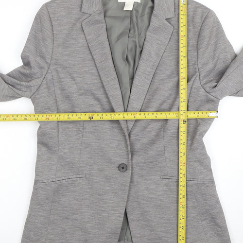 H&M Women Grey Size 14 Single-Breasted Blazer Jacket
