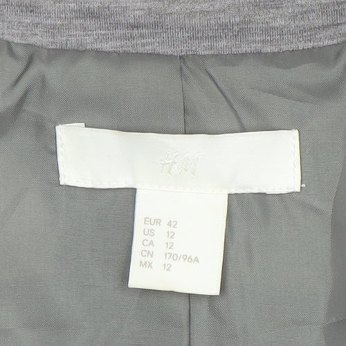 H&M Women Grey Size 14 Single-Breasted Blazer Jacket