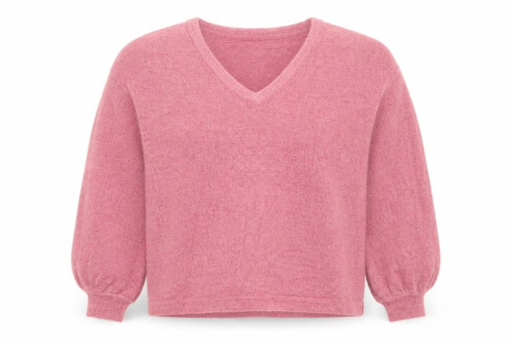 Marks and Spencer Womens Pink V-Neck Relaxed Knit Jumper Size M