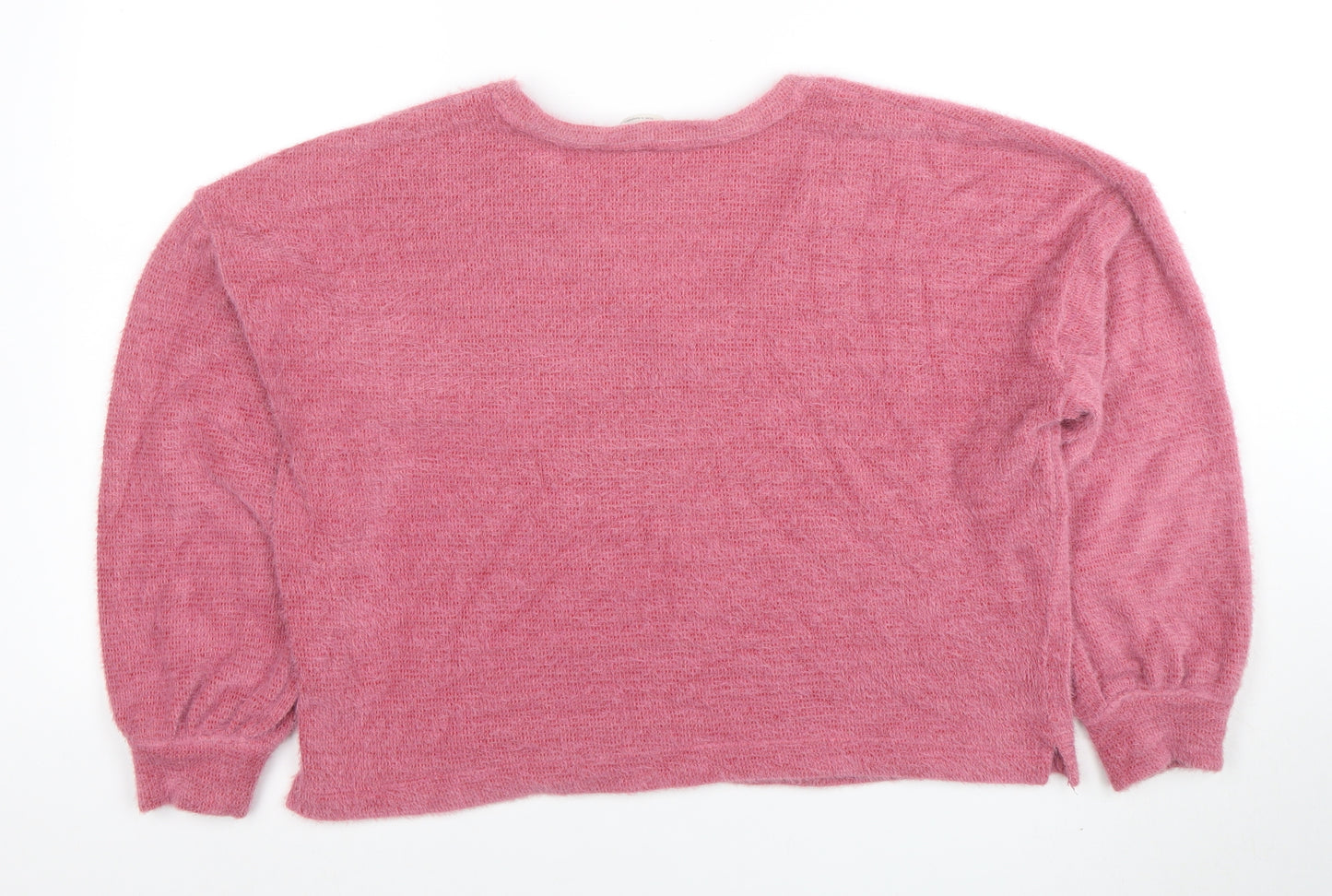 Marks and Spencer Womens Pink V-Neck Relaxed Knit Jumper Size M