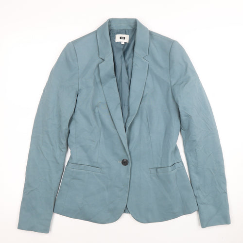 WE Women Blue Single-Breasted Blazer Jacket Size S Fitted Style
