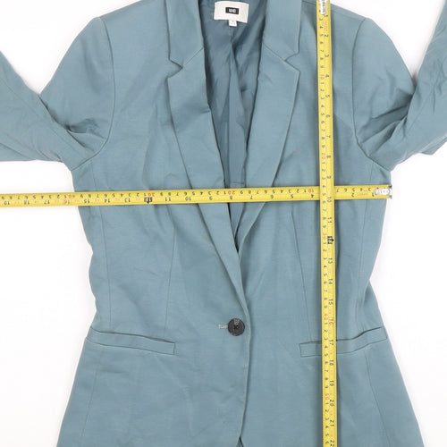 WE Women Blue Single-Breasted Blazer Jacket Size S Fitted Style