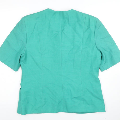 First Avenue Womens Green Short Sleeve Suit Jacket Size 14