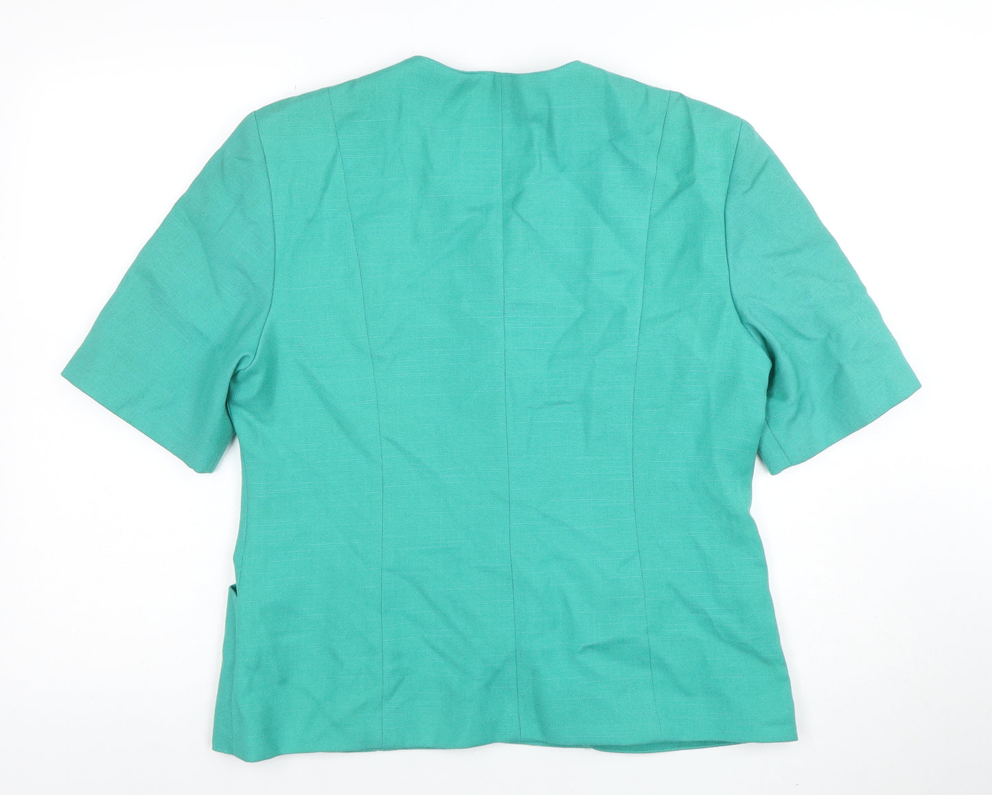 First Avenue Womens Green Short Sleeve Suit Jacket Size 14
