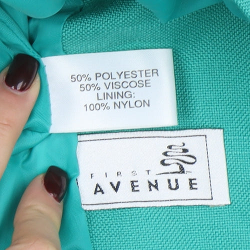 First Avenue Womens Green Short Sleeve Suit Jacket Size 14