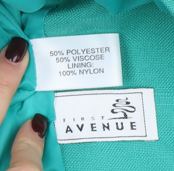 First Avenue Womens Green Short Sleeve Suit Jacket Size 14
