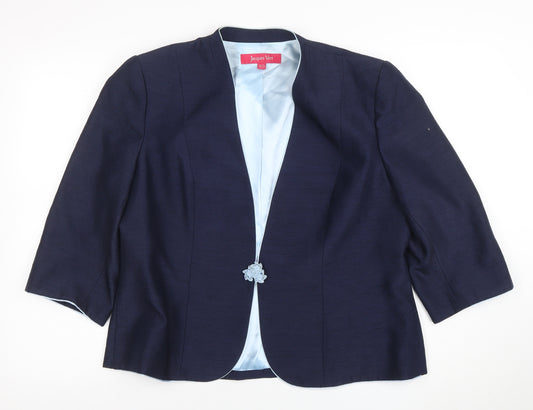 Jacques Vert Women's Navy Blue Polyester Cropped Blazer UK 18