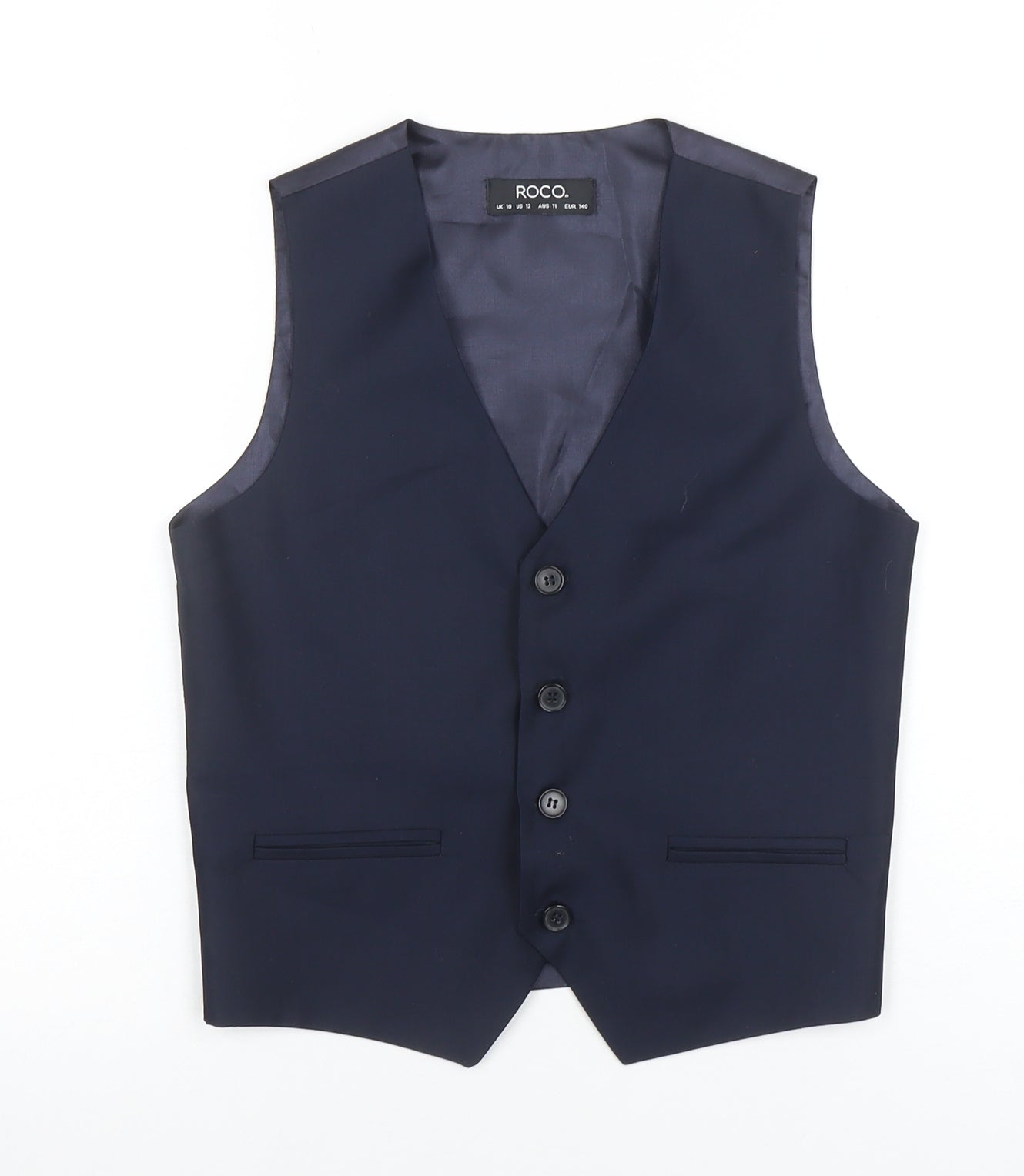 ROCO Teens Navy Blue Tuxedo Suit Waistcoat Size 12 Formal Lined