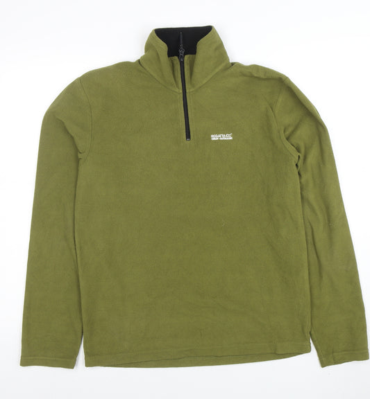 Regatta Mens Green Fleece Half Zip Pullover Sweatshirt Size S