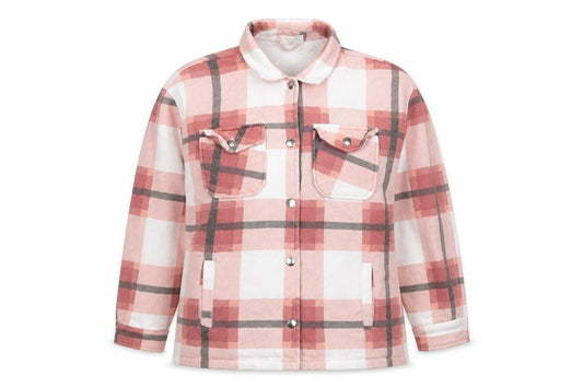 Front view of Zino Women Pink Check Cotton Blend Jacket, size S, Casual