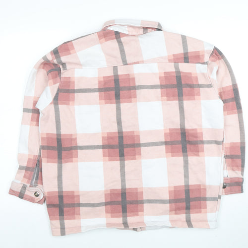 Zino Women Pink Check Cotton Blend Jacket Size S Casual
